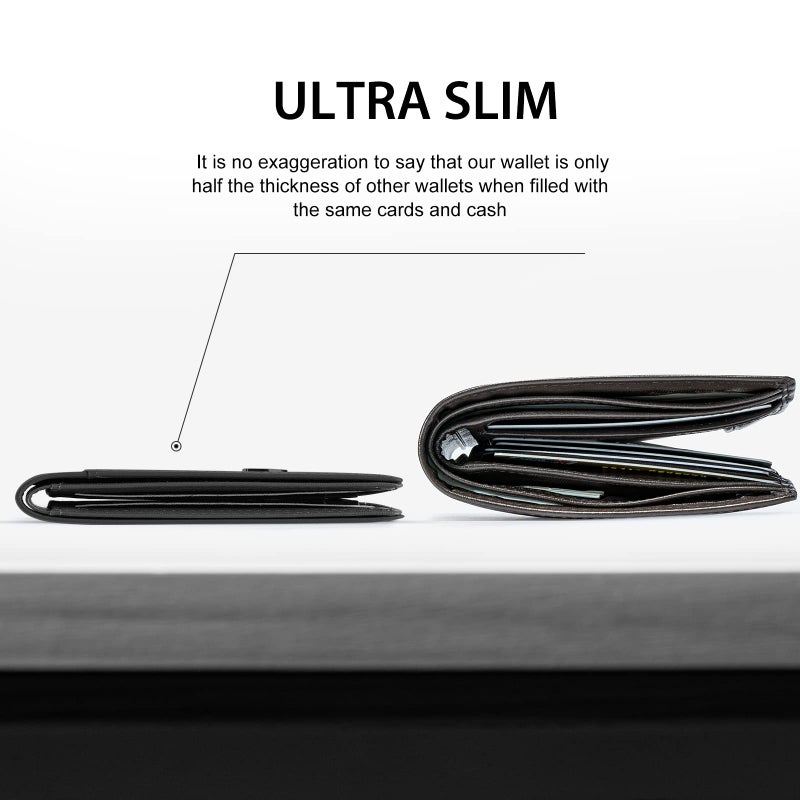 GSOIAX Slim Wallet for Men RFID Blocking Bifold Wallet Carbon Fiber Front Pocket Wallet with 11 Card Holder Minimalist Mens Wallet with Gift Box (Black-1) - Image 2